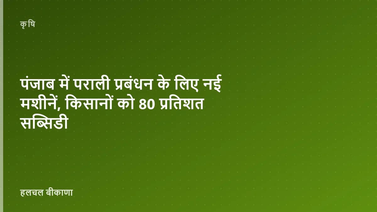 पंजाब में पराली प्रबंधन के लिए नई मशीनें, किसानों को 80 प्रतिशत सब्सिडी