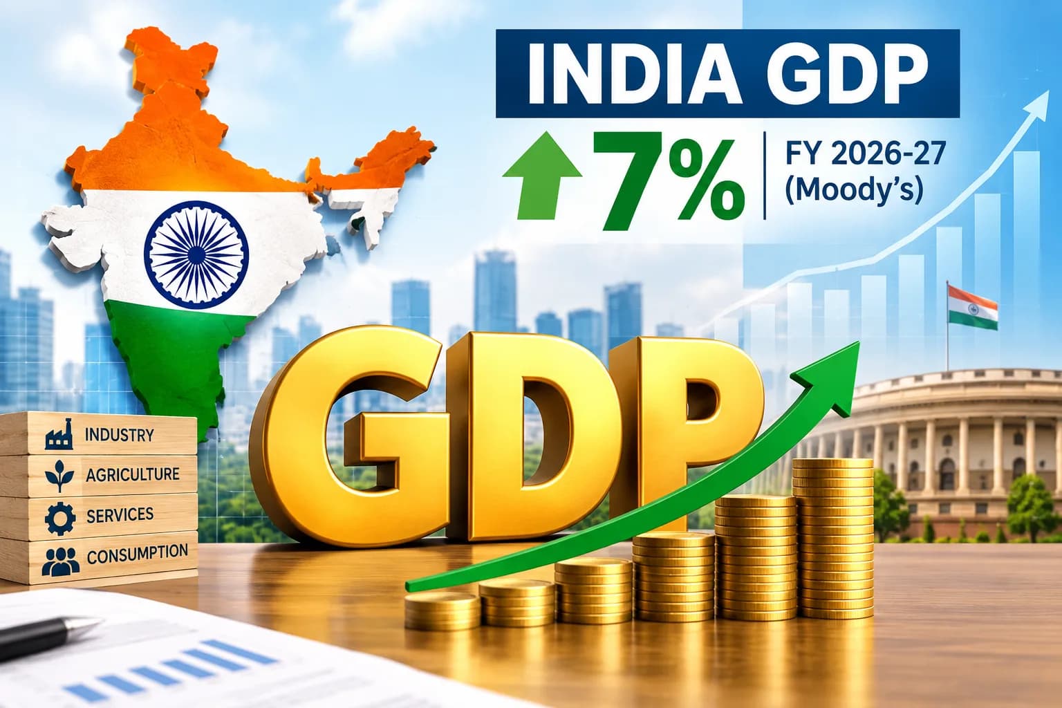 ट्रंप टैरिफ के दबाव के बीच भारतीय अर्थव्यवस्था ने दिखाई मजबूती, मूडीज ने GDP अनुमान 6% से बढ़ाकर 7% किया