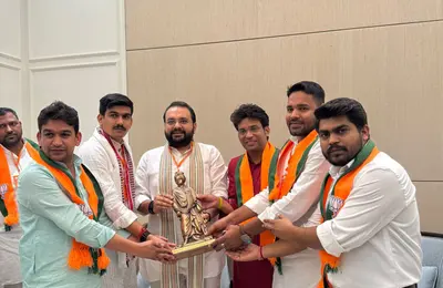 हिमांशु शर्मा के साथ राजस्थान युवा मोर्चा की टीम ने किया भाजयुमो के राष्ट्रीय अध्यक्ष हेमांग जोशी का अभिनंदन