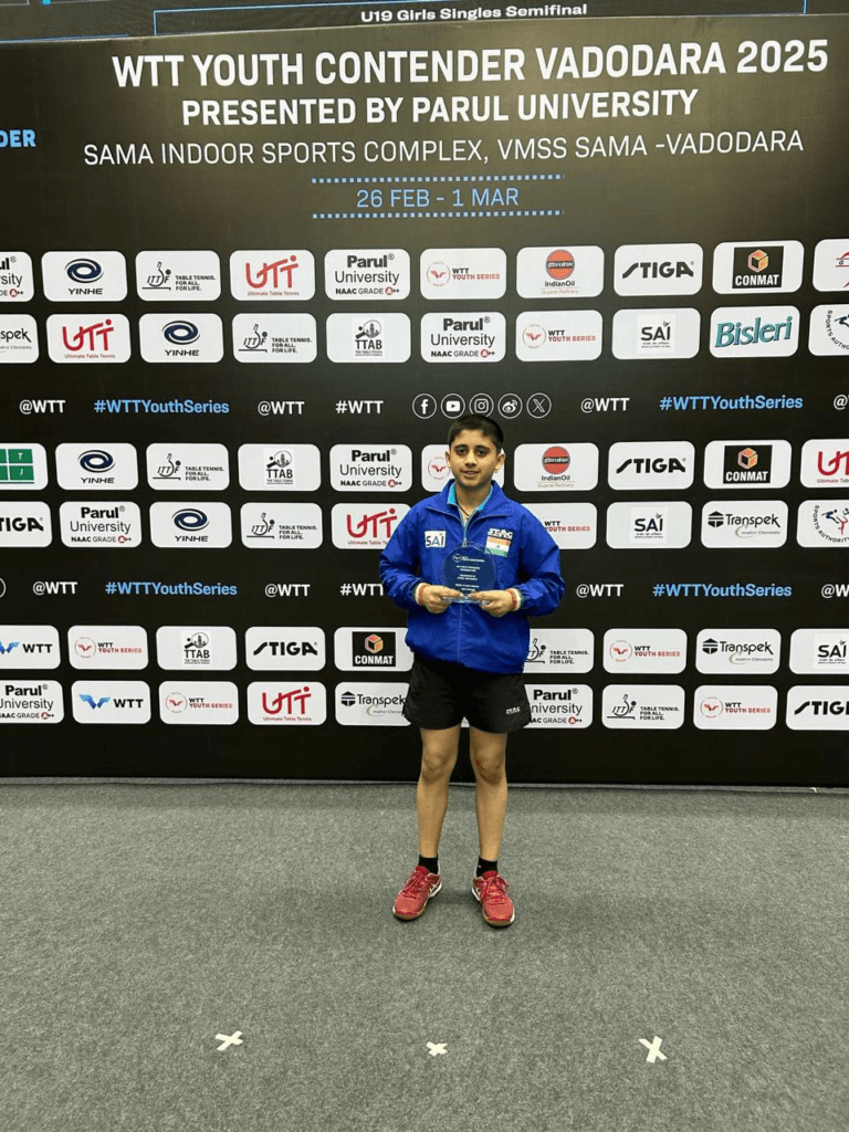 Rajasthan's Aarav Acharya won two bronze medals for the country in the WTT Youth Contender Table Tennis Tournament