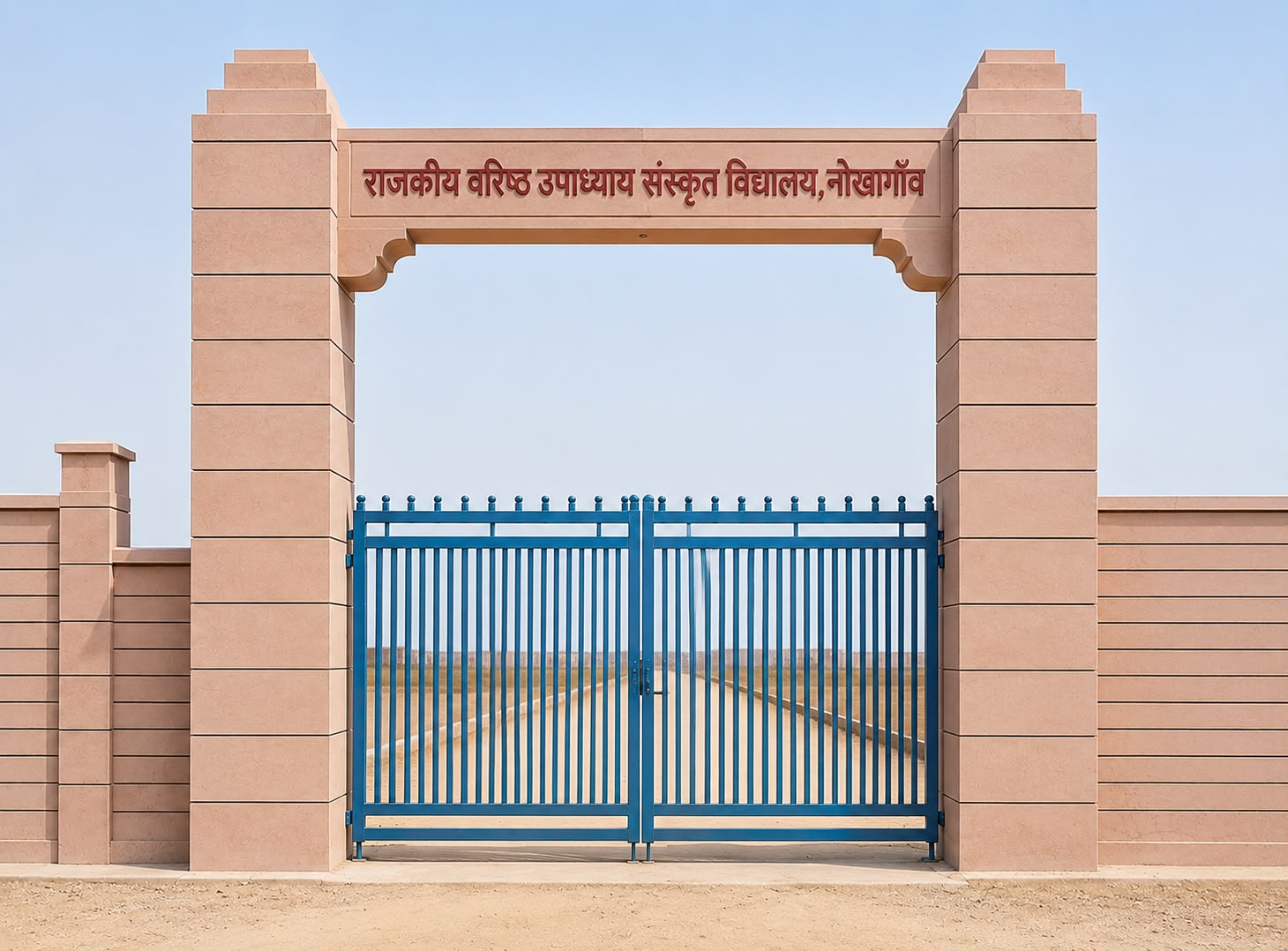 स्व. चौधरी भीयाराम गोदारा की स्मृति में विद्यालय के मुख्य द्वार का निर्माण, भामाशाह परिवार ने रखी नींव